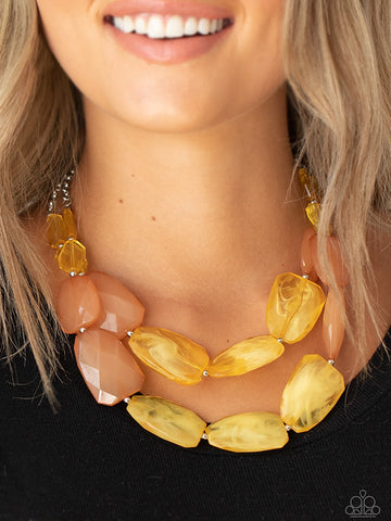 Gives Me Chills - Yellow Necklace - Paparazzi Accessories