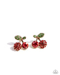 Cherry Candidate - Gold Earring  - Paparazzi Accessories