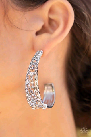 Paparazzi Accessories  - Cold as Ice White Hoop Earring
