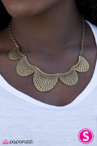 Prehistoric Princess - Brass Necklace  - Paparazzi Accessories