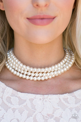 Paparazzi Accessories - Vintage Romance - White Choker Pearl Necklace