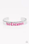 Paparazzi Accessories - No Excuses - Pink Inspirational Bracelet