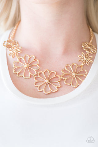 Blooming With Beauty - Gold Flower Necklace  - Paparazzi Accessories