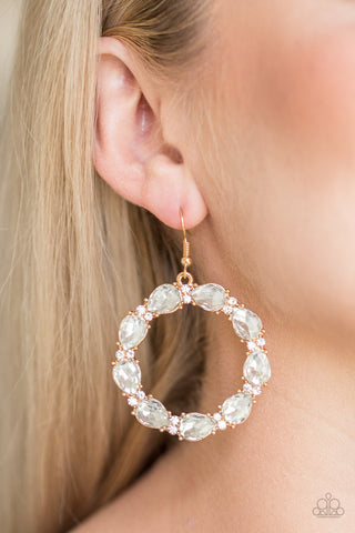 Paparazzi Accessories  - Ring Around The Rhinestones - Gold Earring