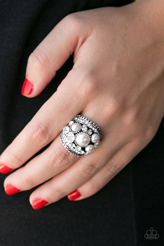 Paparazzi Accessories  - Money On My Mind - White Pearl Ring 💍