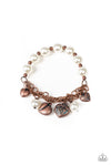 Paparazzi Accessories  -  More Amour - Copper  Pearl/Charm Bracelet