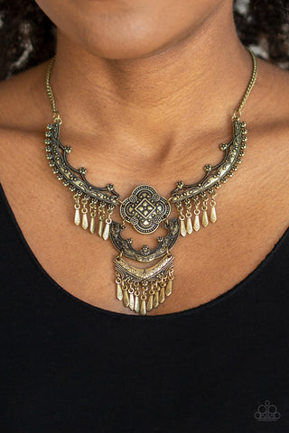 Rogue Vogue - Brass Necklace - Paparazzi Accessories