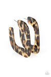 Paparazzi Accessories - Cheetah Incognita - Brown Hoop Earring