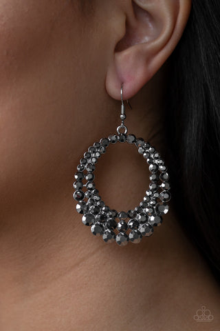 Paparazzi Accessories  - Universal Shimmer - Silver Bling Hoop Earring
