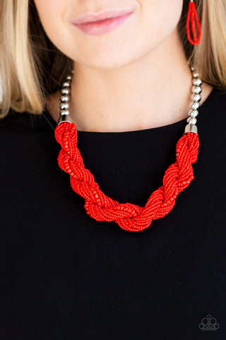 Paparazzi Accessories  - Savannah Surfin - Red Necklace