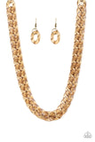 Paparazzi Accessories- It On Ice - Brass Necklace
