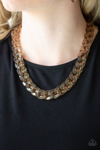 Paparazzi Accessories- It On Ice - Brass Necklace