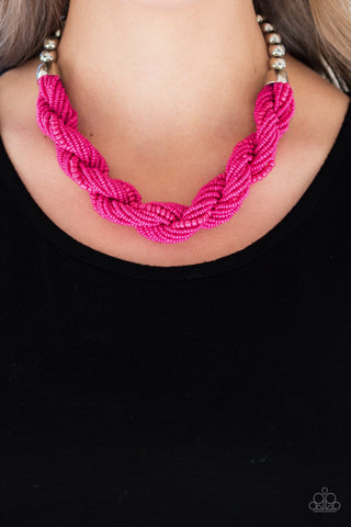 Paparazzi Accessories  - Savannah Surfin - Pink Necklace