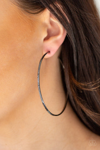 Paparazzi Accessories  - Sleek Fleek - Black Hoop Earring