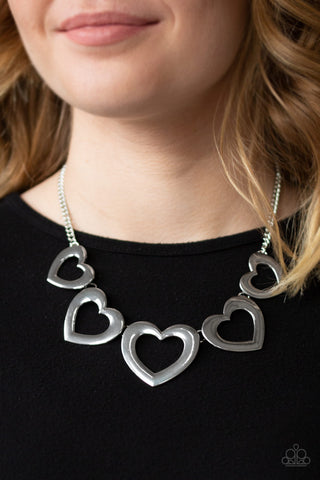 Paparazzi Accessories - Hearty Hearts - Silver Necklace