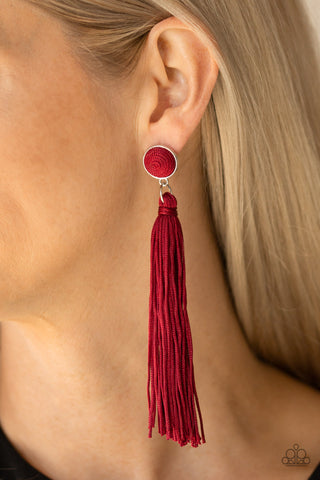 Paparazzi Accessories - Tightrope Tassel - Red Earring
