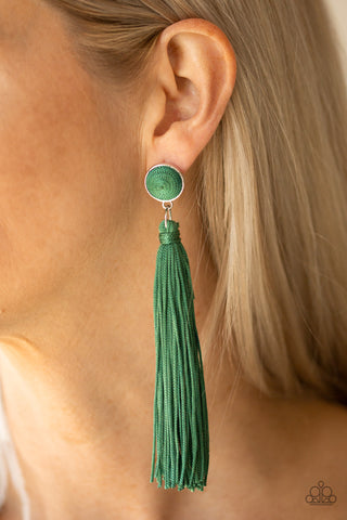 Paparazzi Accessories  - Tightrope Tassel - Green Earring