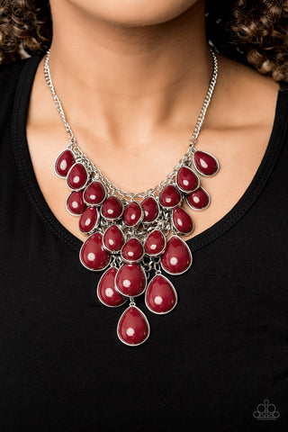 Paparazzi Accessories - Shop Til You TEARDROP - Red Necklace