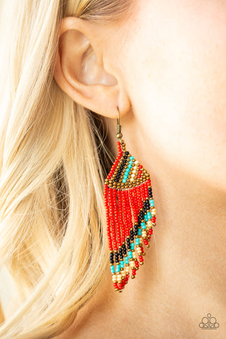 Paparazzi Accessories - Bodaciously Bohemian - Red Earring
