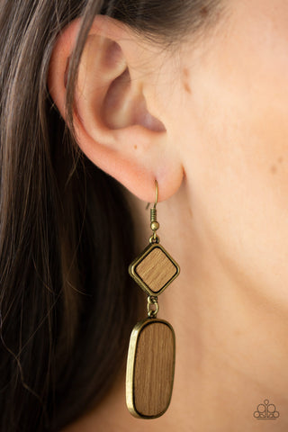 You WOOD Be So Lucky - Brass Earring