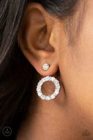 Diamond Halo - White Earring - Paparazzi Accessories