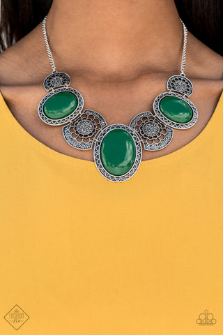 Paparazzi Accessories  - The Medallion-aire Green Necklace