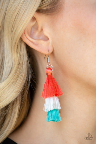 Paparazzi Accessories - Hold On To Your Tassel! - Orange Earring