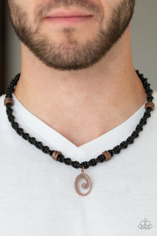 Paparazzi Accessories - Surfer Spiral - Copper Men's Necklace
