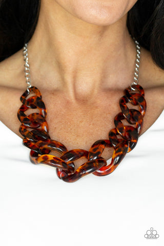 Paparazzi Accessories  - Red-HAUTE Mama - Brown Necklace