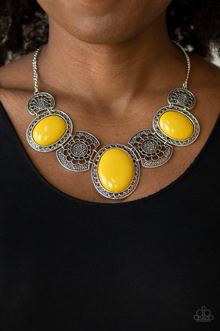 Paparazzi Accessories  - The Medallion-aire - Yellow Necklace