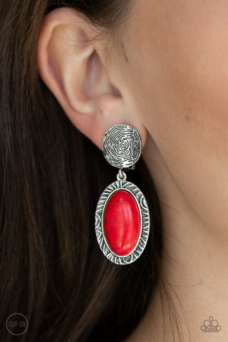 Southern Impressions - Red Clip-On Earring
