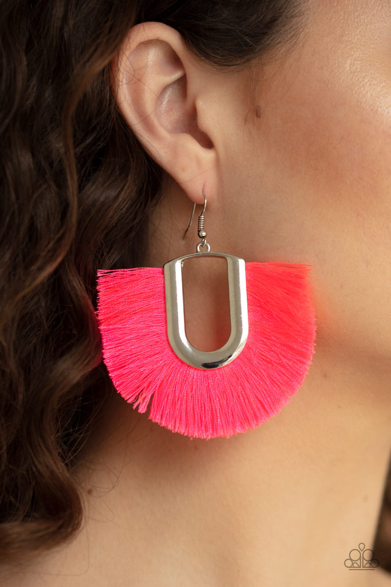 Pink fringe earrings paparazzi sales