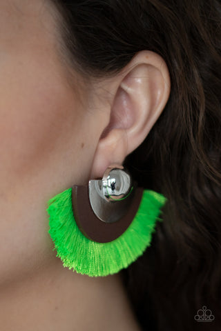 Paparazzi Accessories - Fan The FLAMBOYANCE - Green Earring