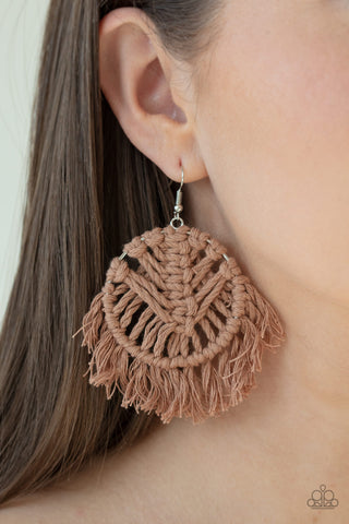Paparazzi Accessories - All About MACRAME - Brown Earring