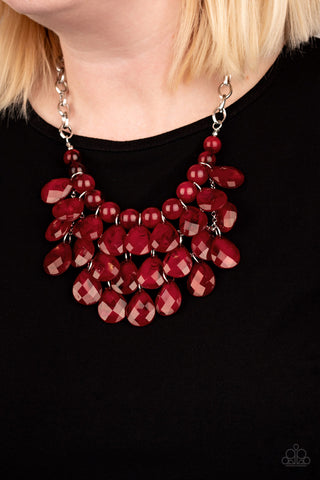 Sorry To Burst Your Bubble - Red Necklace - Paparazzi Accessories