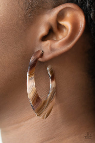 Retro Renaissance - Brown Hoop Earring - Paparazzi Accessories