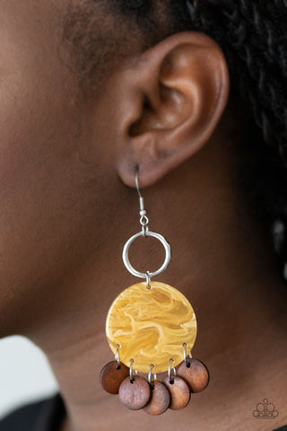 Paparazzi Accessories - Beach Waves - Yellow Earring