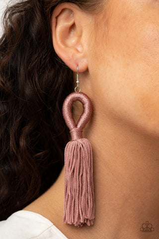 Paparazzi Accessories  - Tassels and Tiaras - Pink Earring