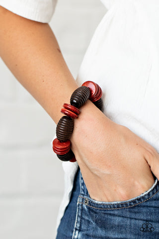 Paparazzi Accessories - Caribbean Castaway - Red Wood Bracelet