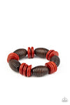 Paparazzi Accessories - Caribbean Castaway - Red Wood Bracelet