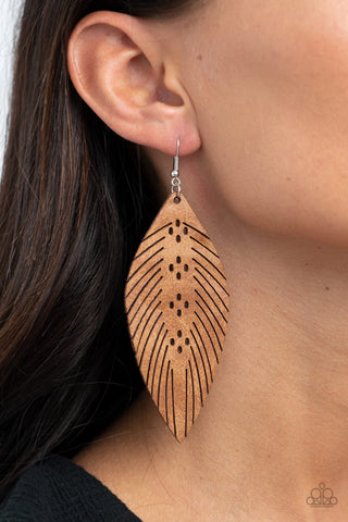 Wherever The Wind Takes Me - Brown Earring - Paparazzi Accessories