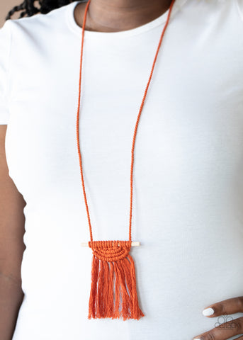 Paparazzi Accessories - Between You and MACRAME - Orange Necklace