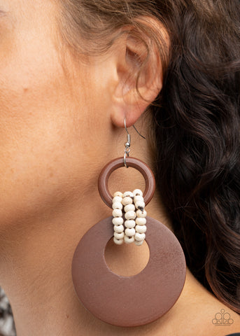 Paparazzi Accessories - Beach Day Drama - Brown Earring