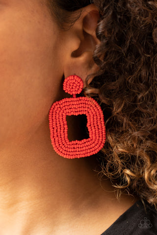 Paparazzi Accessories - Beaded Bella - Red Earring