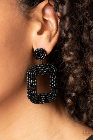 Paparazzi Accessories - Beaded Bella - Black Earring