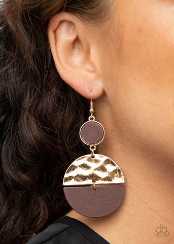 Paparazzi Accessories - Natural Element - Gold Wood Earring