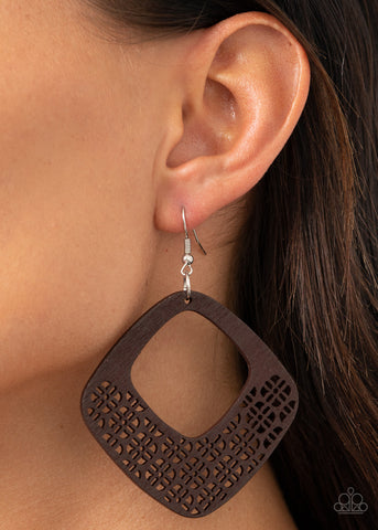 Paparazzi Accessories  - WOOD You Rather - Brown Earring