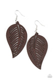 Paparazzi Accessories  - Tropical Foliage - Brown Earring