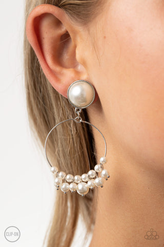 Paparazzi Accessories  - Seize Your Moment - White Clip-On Earring