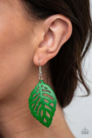 Paparazzi Accessories - LEAF Em Hanging - Green Earring